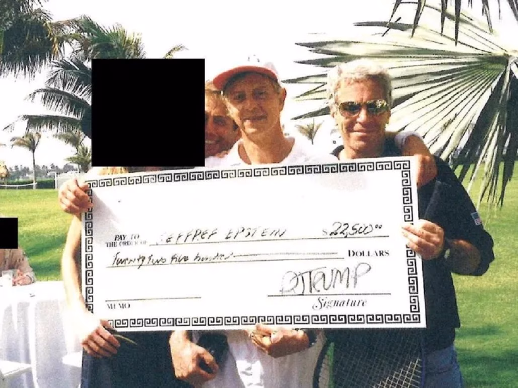 “joke” about Epstein selling a girl to Trump, accompanied by a check
