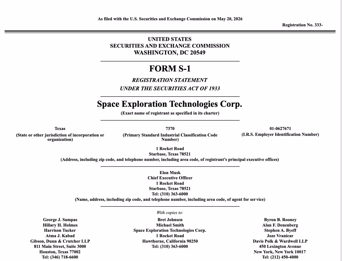 SpaceX’s Future Is Tethered to U.S. Policy — A Single Shift Could Tank Elon Musk's Trillionaire Status 2 The Image is a Space Exploration Technologies Corp. S-1 Filing
